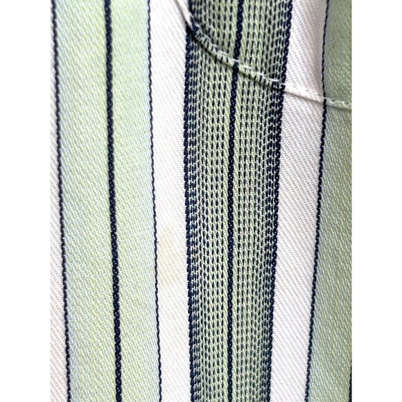 Charles Tweed Men’s Shirt Button Down Striped Long Sleeve XXL Green White Blue - Picture 8 of 12